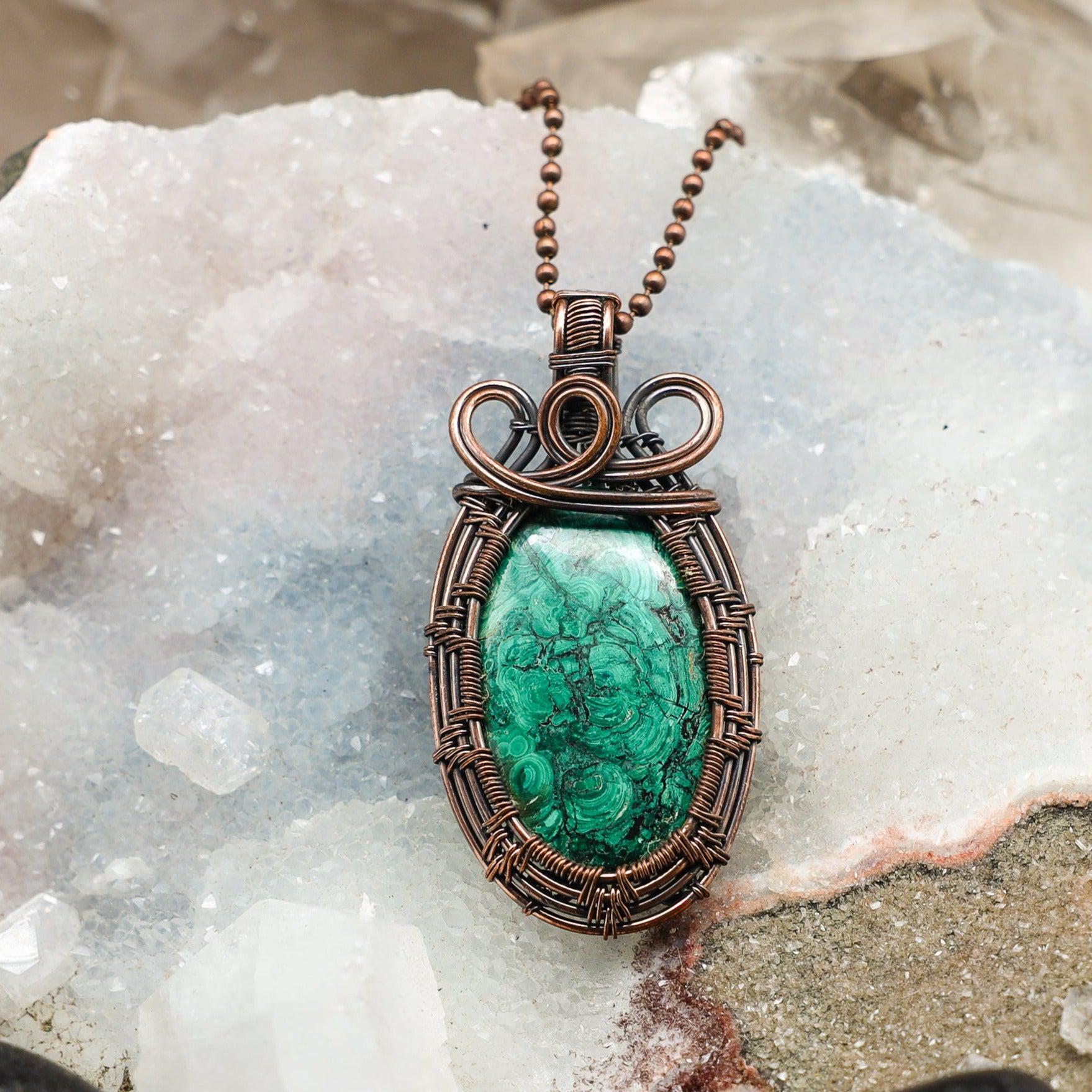 Malachite Wire Wrap Pendant