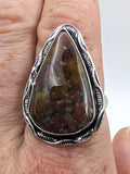Ring Ocean Jasper Silver Color Plated Statement