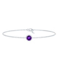 Genuine 7MM Amethyst Solitaire Chain Bracelet in Bezel Set