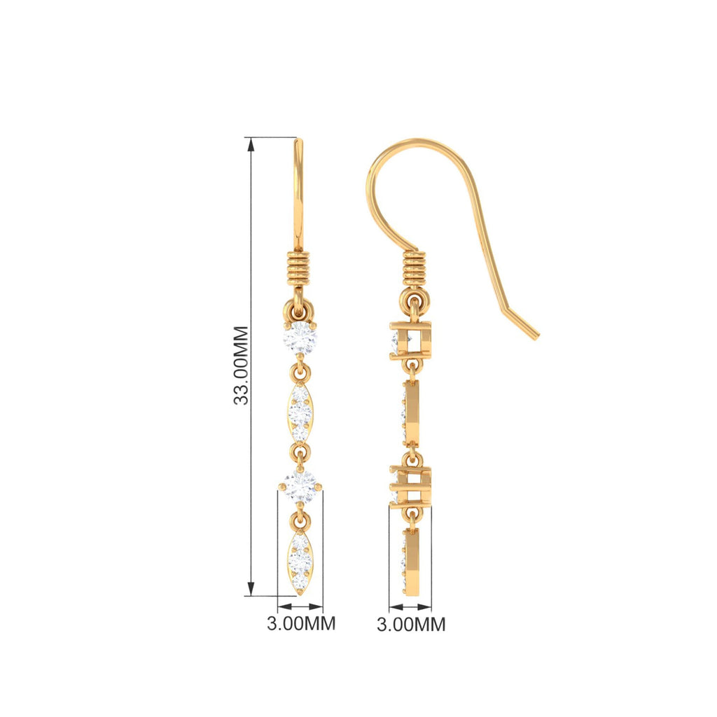 1/2 CT Natural Diamond Simple Dangle Earrings in Gold