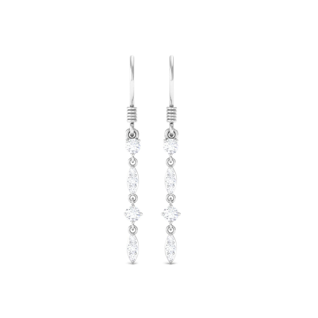 1/2 CT Natural Diamond Simple Dangle Earrings in Gold