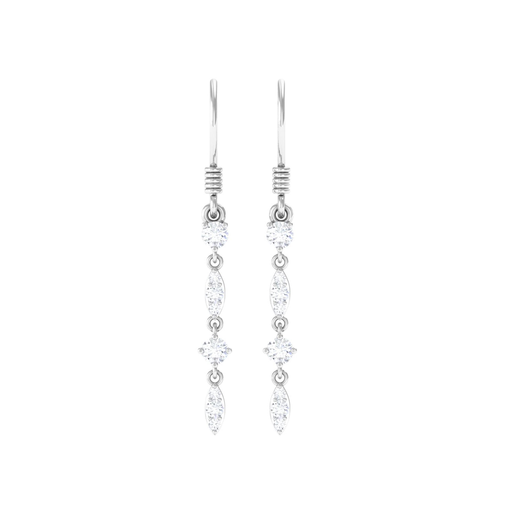 1/2 CT Natural Diamond Simple Dangle Earrings in Gold