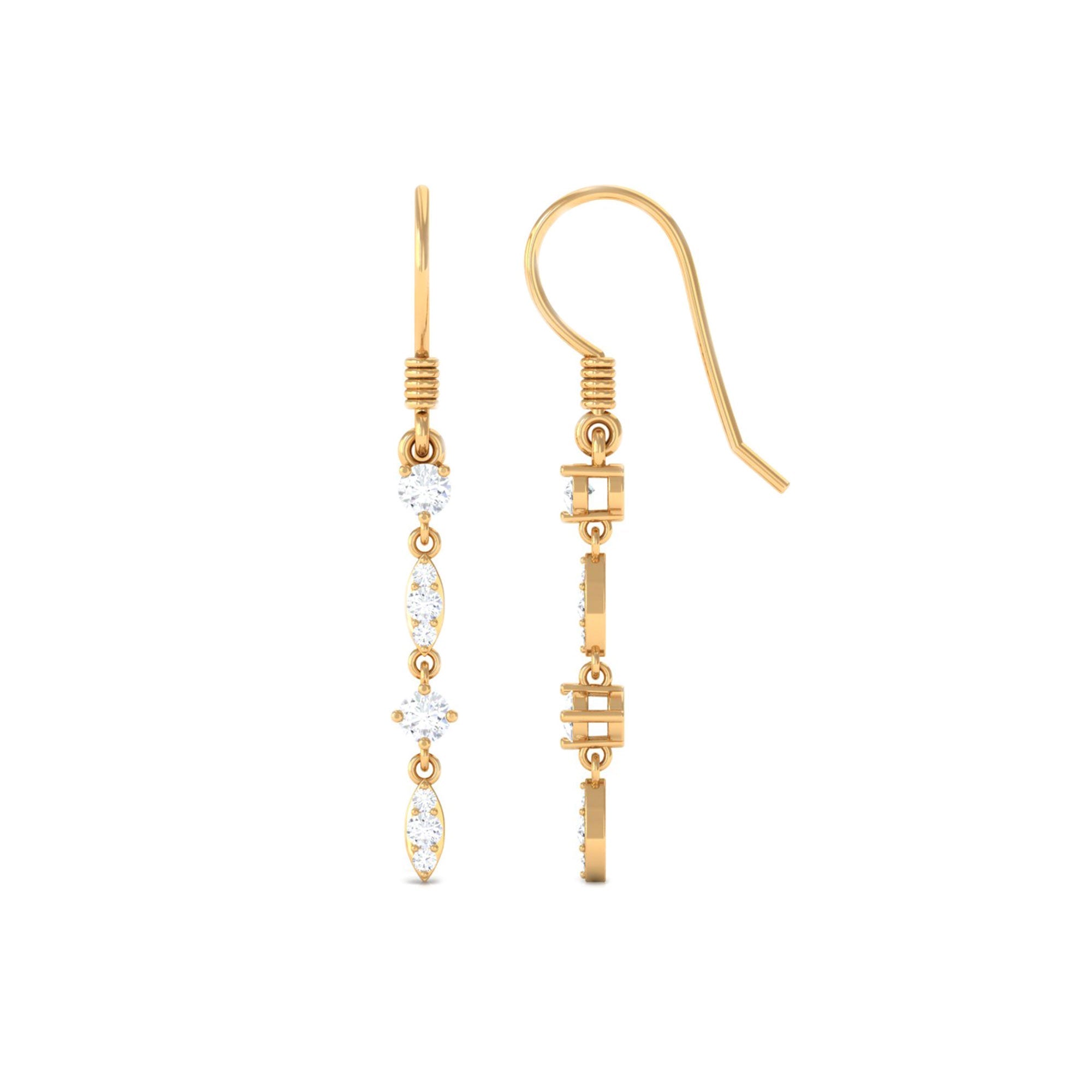 1/2 CT Natural Diamond Simple Dangle Earrings in Gold