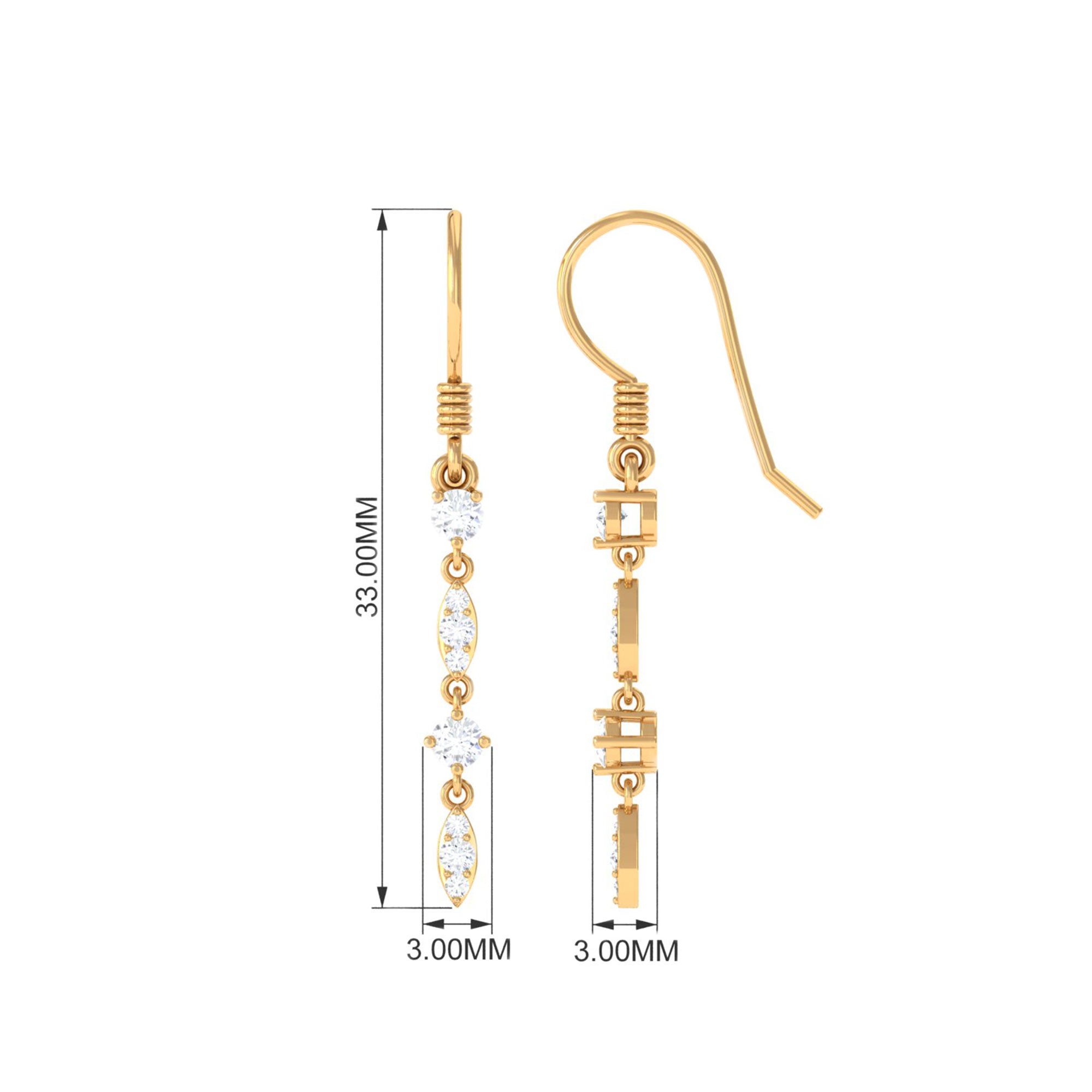 1/2 CT Natural Diamond Simple Dangle Earrings in Gold