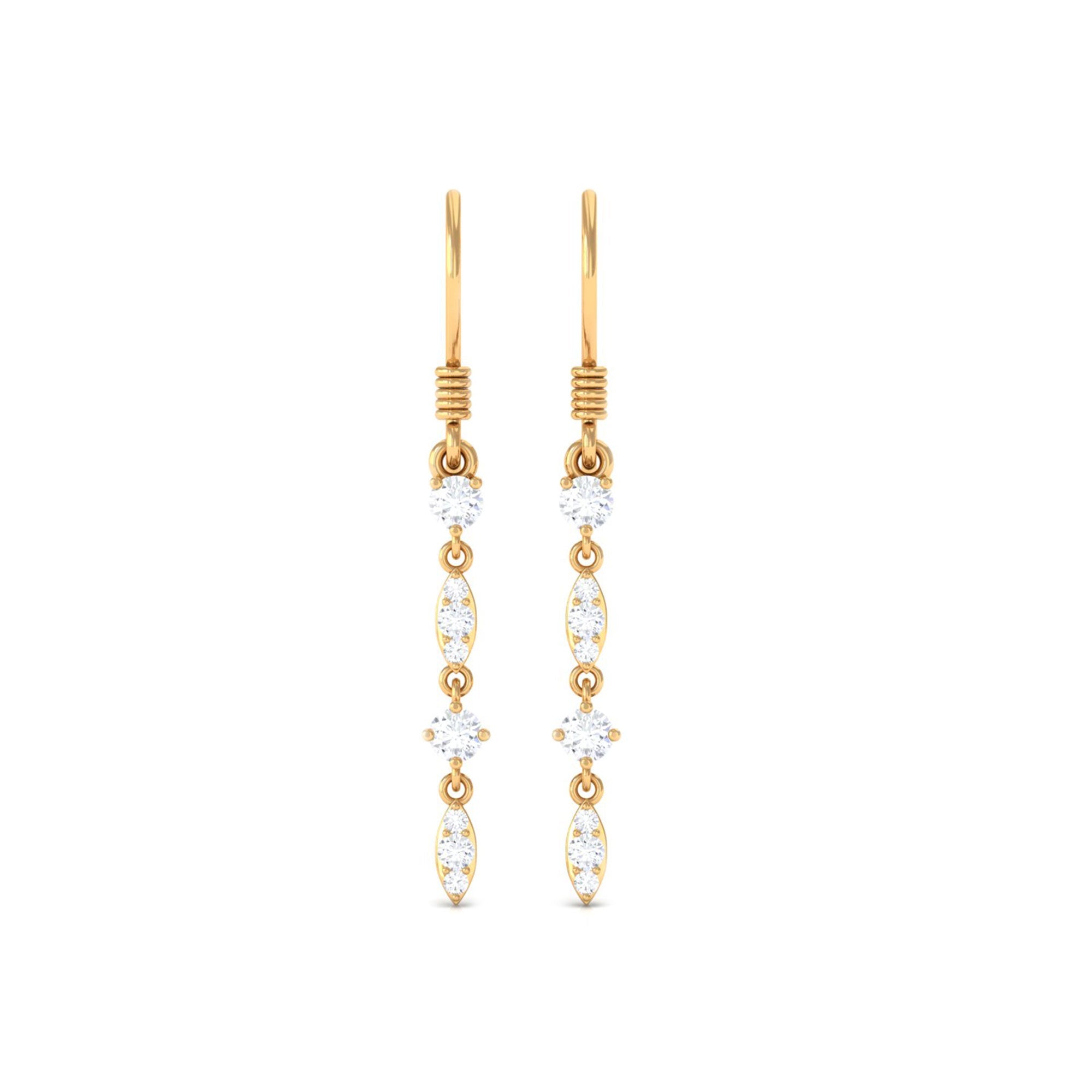 1/2 CT Natural Diamond Simple Dangle Earrings in Gold