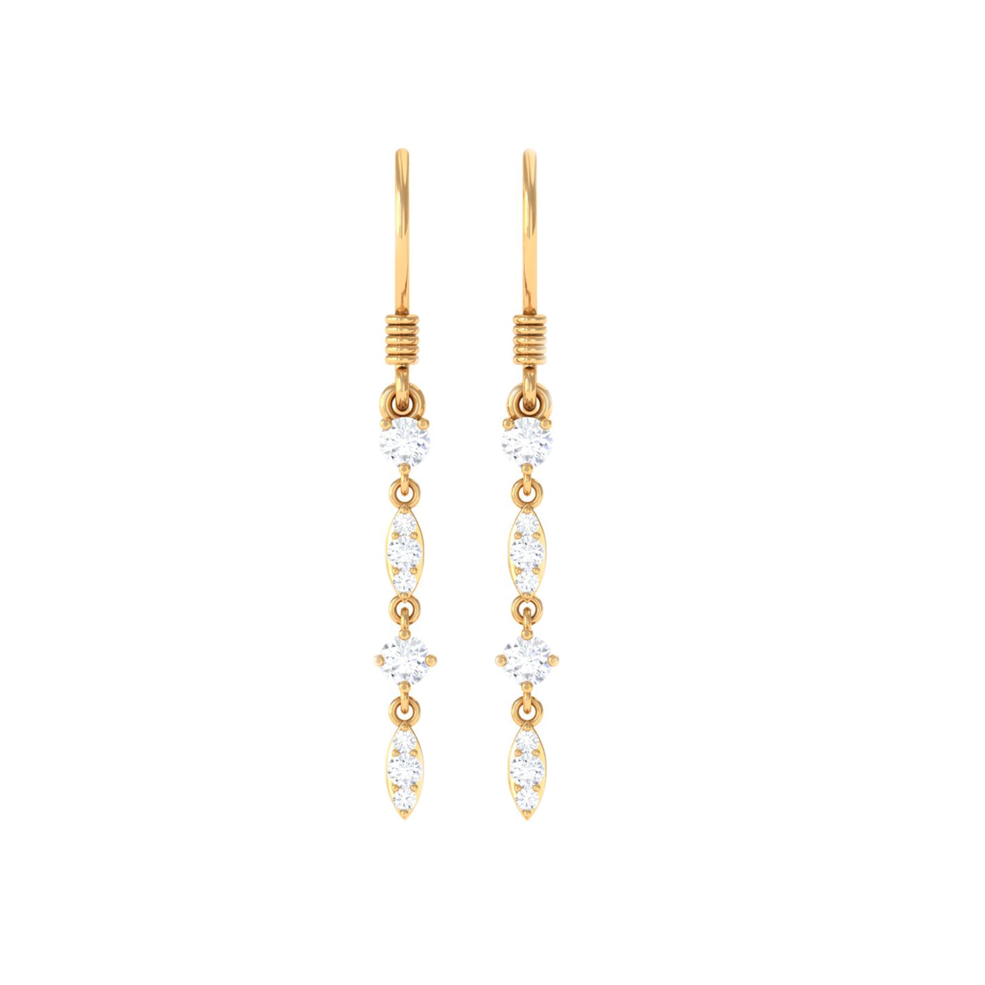 1/2 CT Natural Diamond Simple Dangle Earrings in Gold