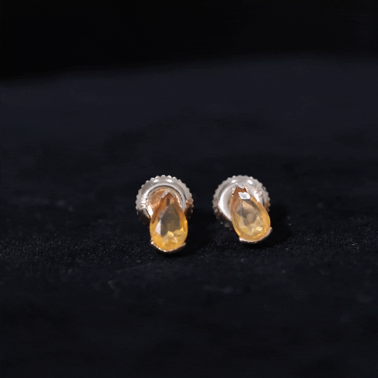 Natural 1 Carat Fire Opal Teardrop Stud Earrings