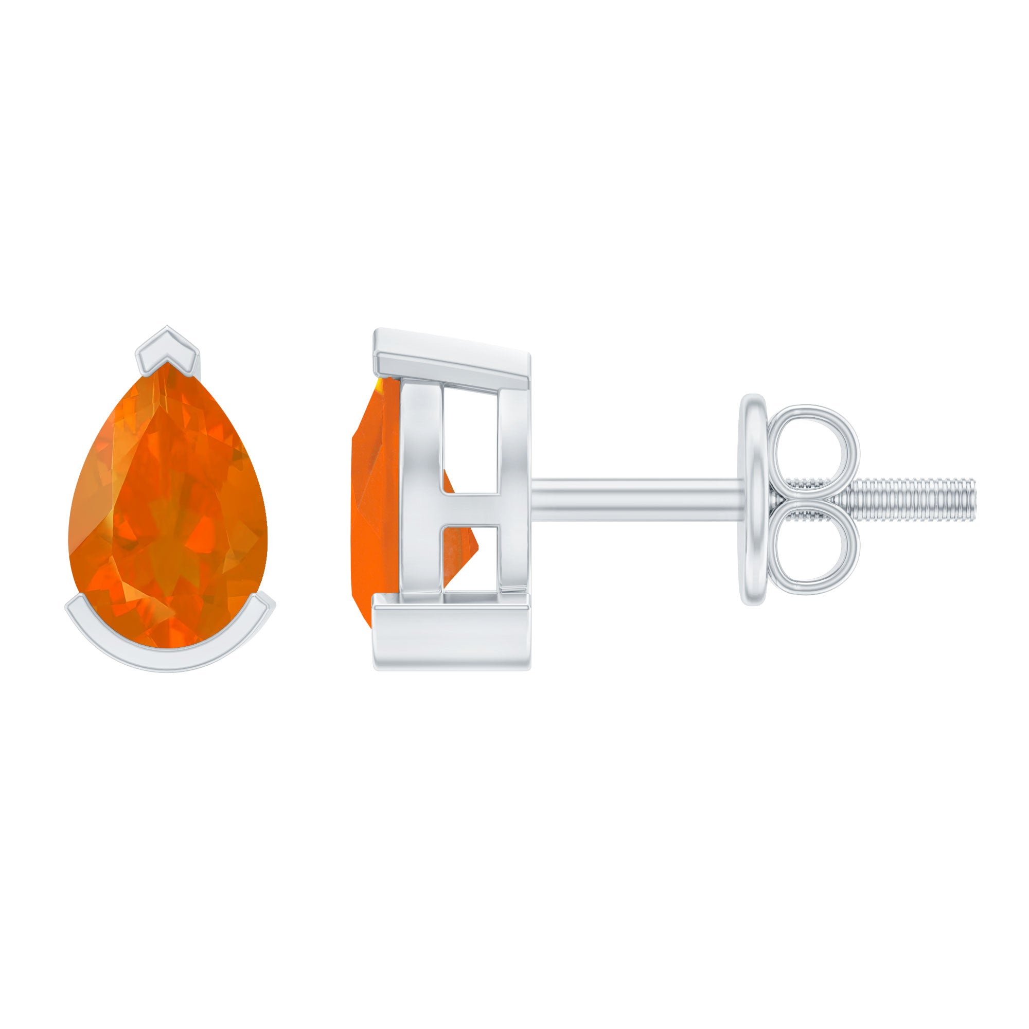 Natural 1 Carat Fire Opal Teardrop Stud Earrings