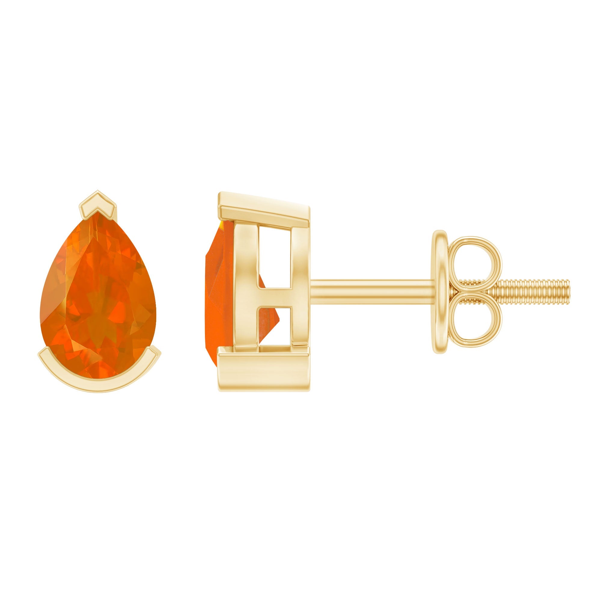 Natural 1 Carat Fire Opal Teardrop Stud Earrings