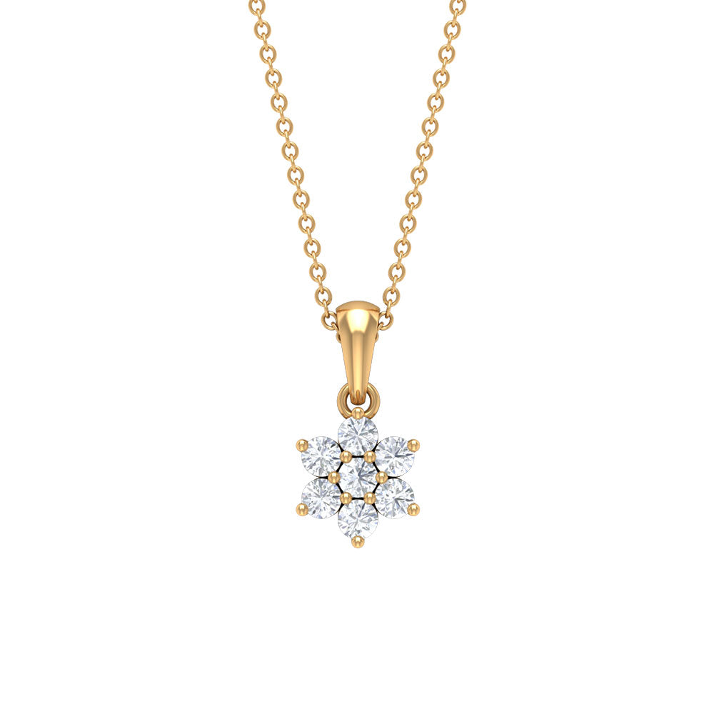 Natural Diamond Flower Pendant Necklace for women