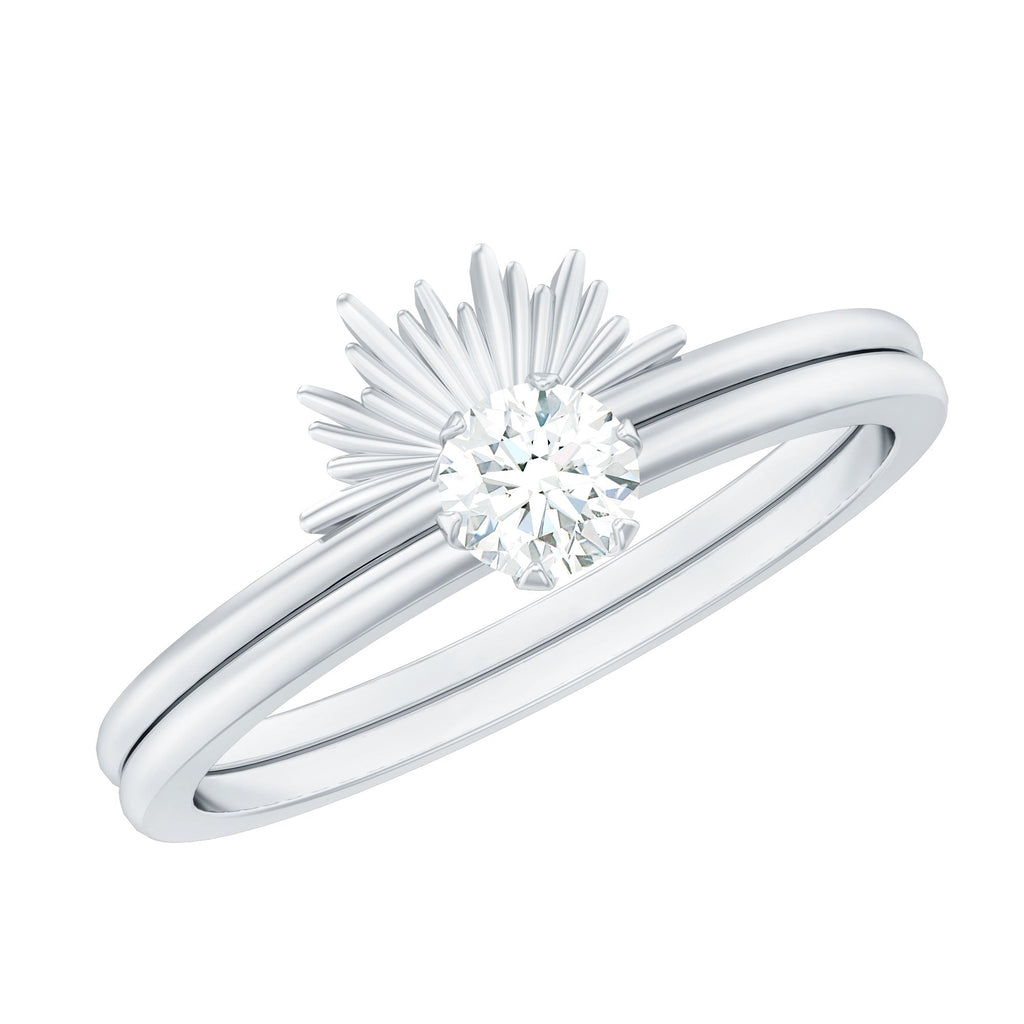 Certified Natural Diamond Promise Ring with Sunburst Enhancer