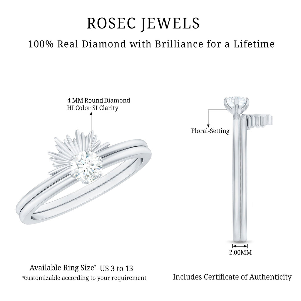 Certified Natural Diamond Promise Ring with Sunburst Enhancer