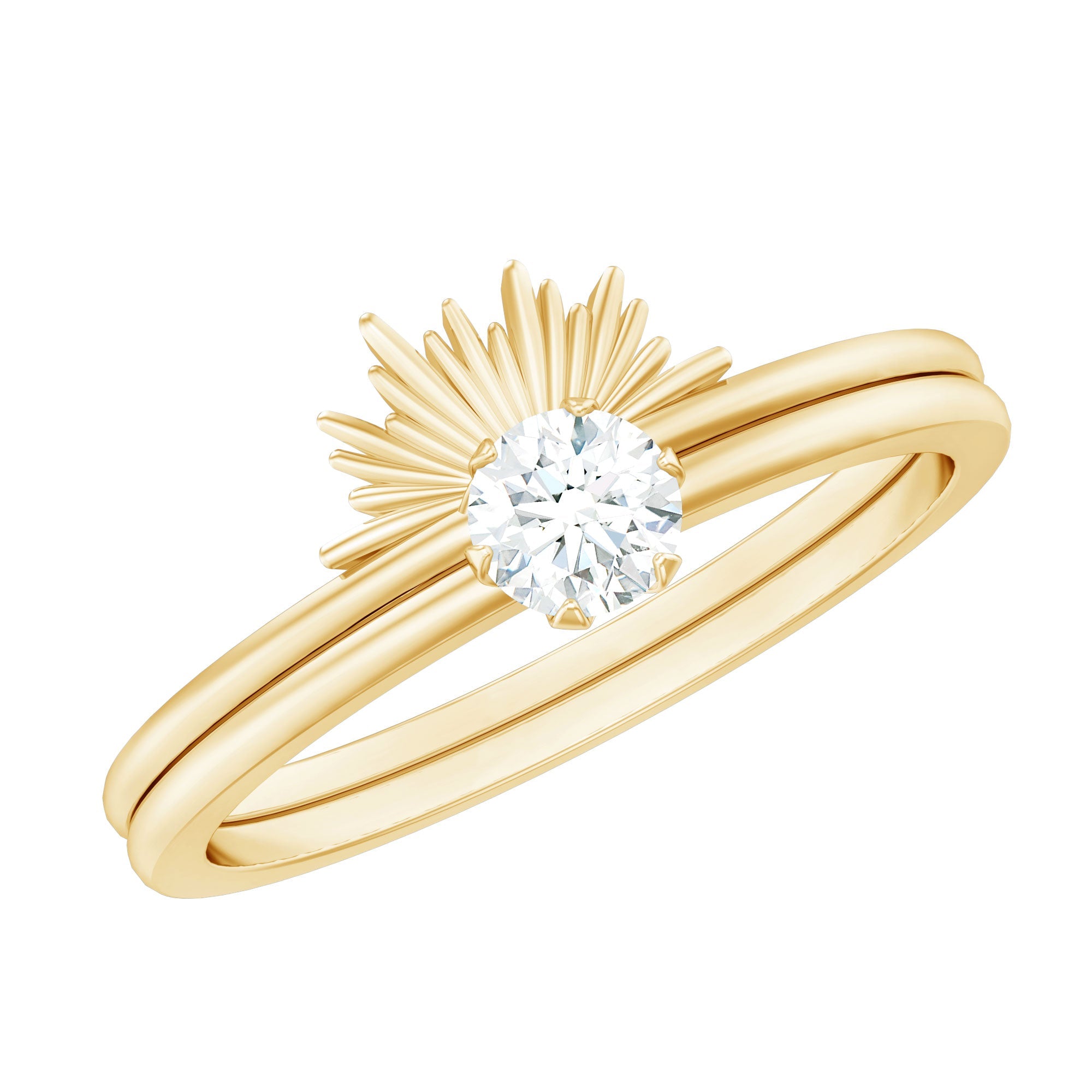 Certified Natural Diamond Promise Ring with Sunburst Enhancer