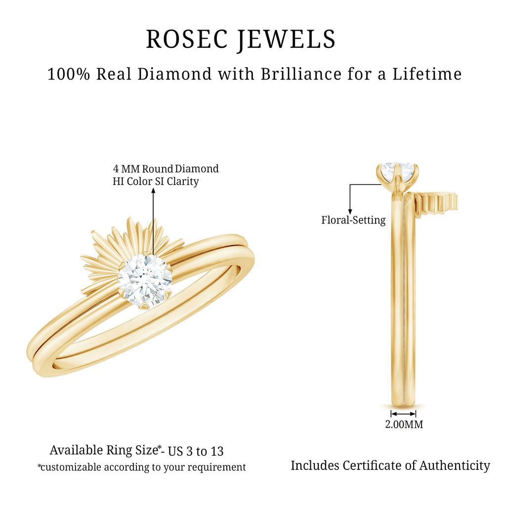 Certified Natural Diamond Promise Ring with Sunburst Enhancer