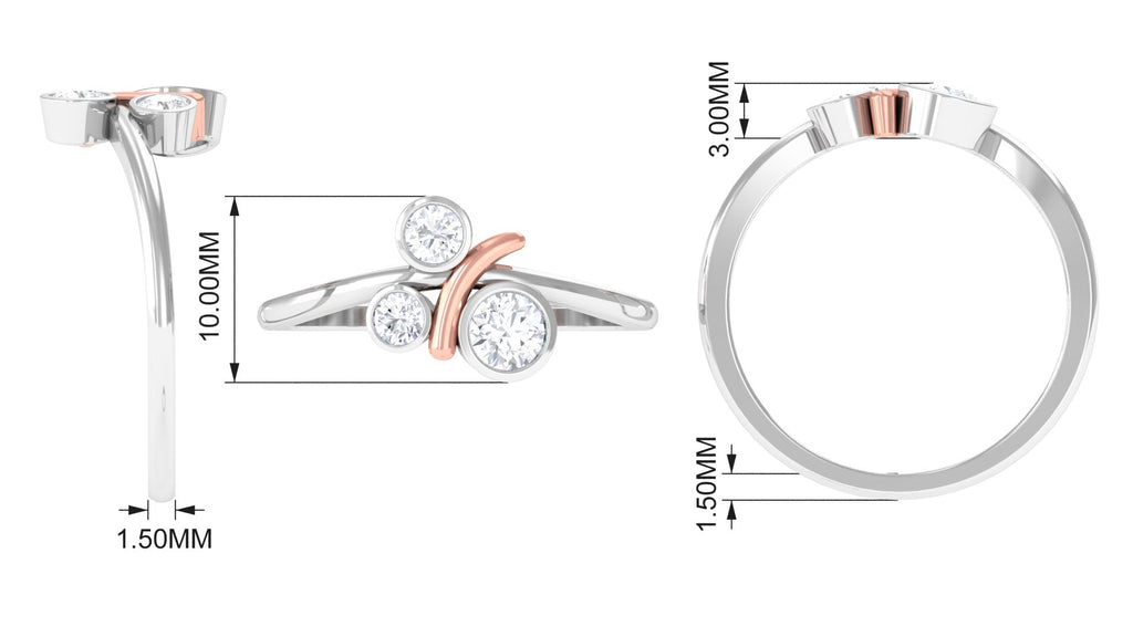 Natural Bezel Set Diamond 3 Stone Promise Ring