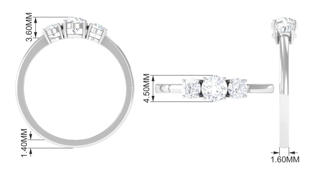 Natural Diamond 3 Stone Engagement Ring with Certificate