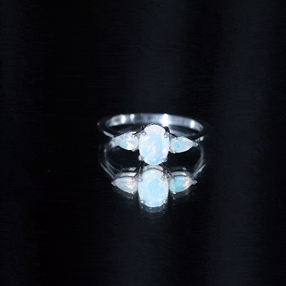 Natural Ethiopian Opal 3 Stone Engagement Ring With Certificate