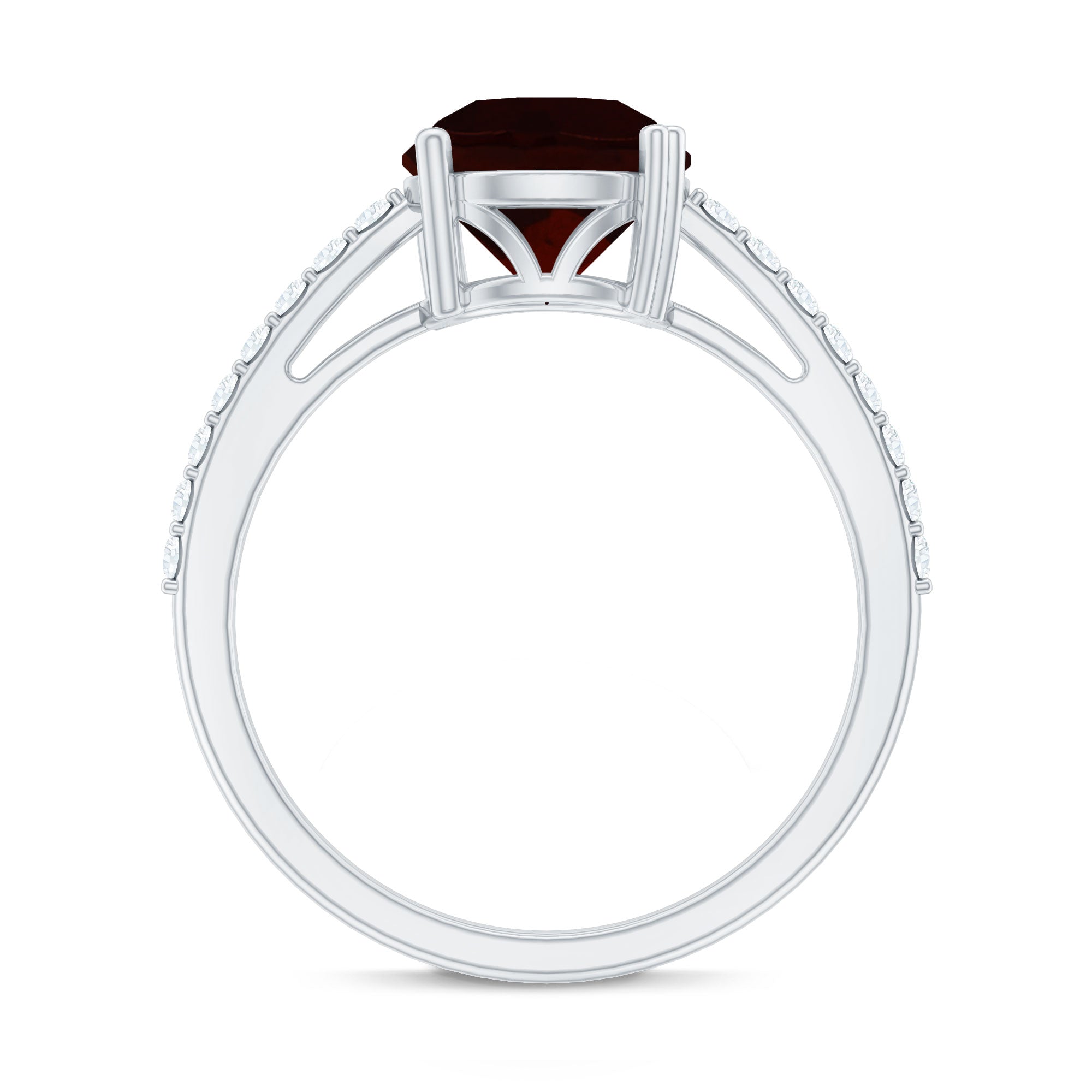 Certified Natural 8mm Garnet Big Engagement Ring with Diamond