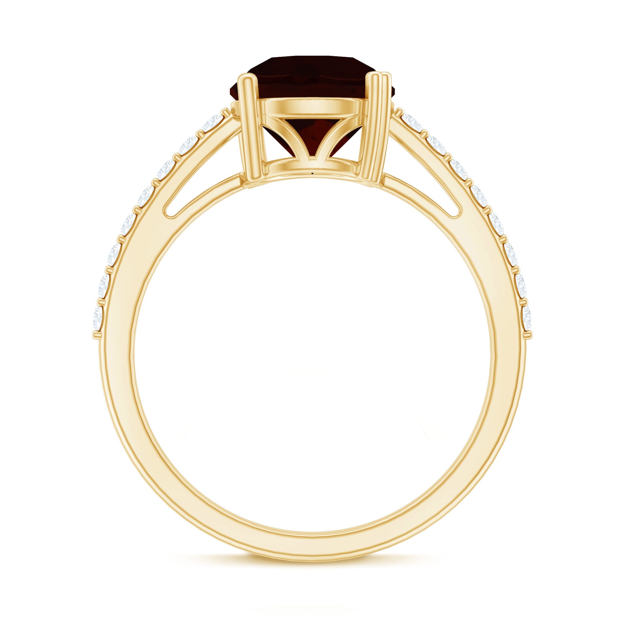 Certified Natural 8mm Garnet Big Engagement Ring with Diamond