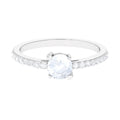 1.25 CT Natural Moonstone Solitaire Promise Ring with Diamond
