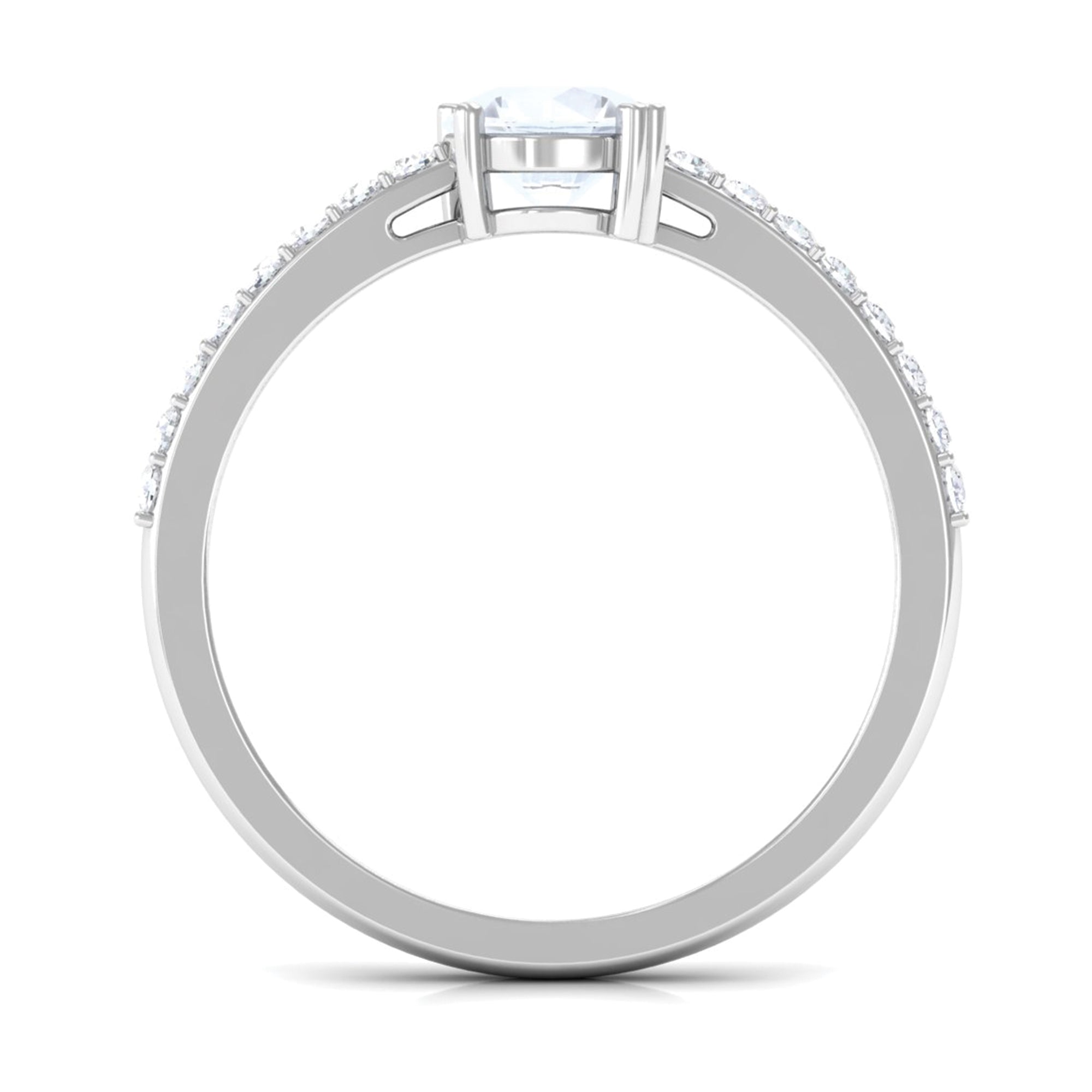 1.25 CT Natural Moonstone Solitaire Promise Ring with Diamond