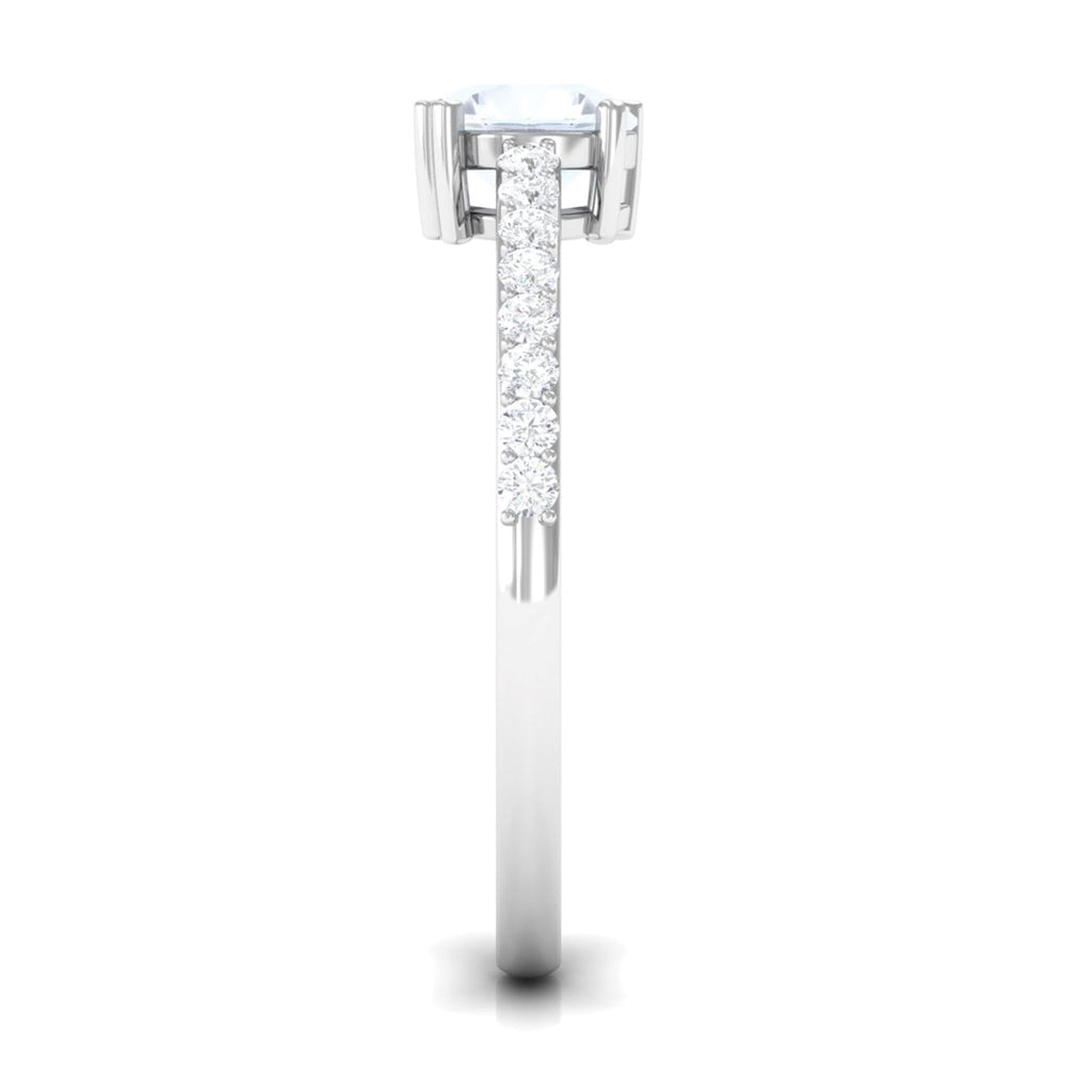 1.25 CT Natural Moonstone Solitaire Promise Ring with Diamond