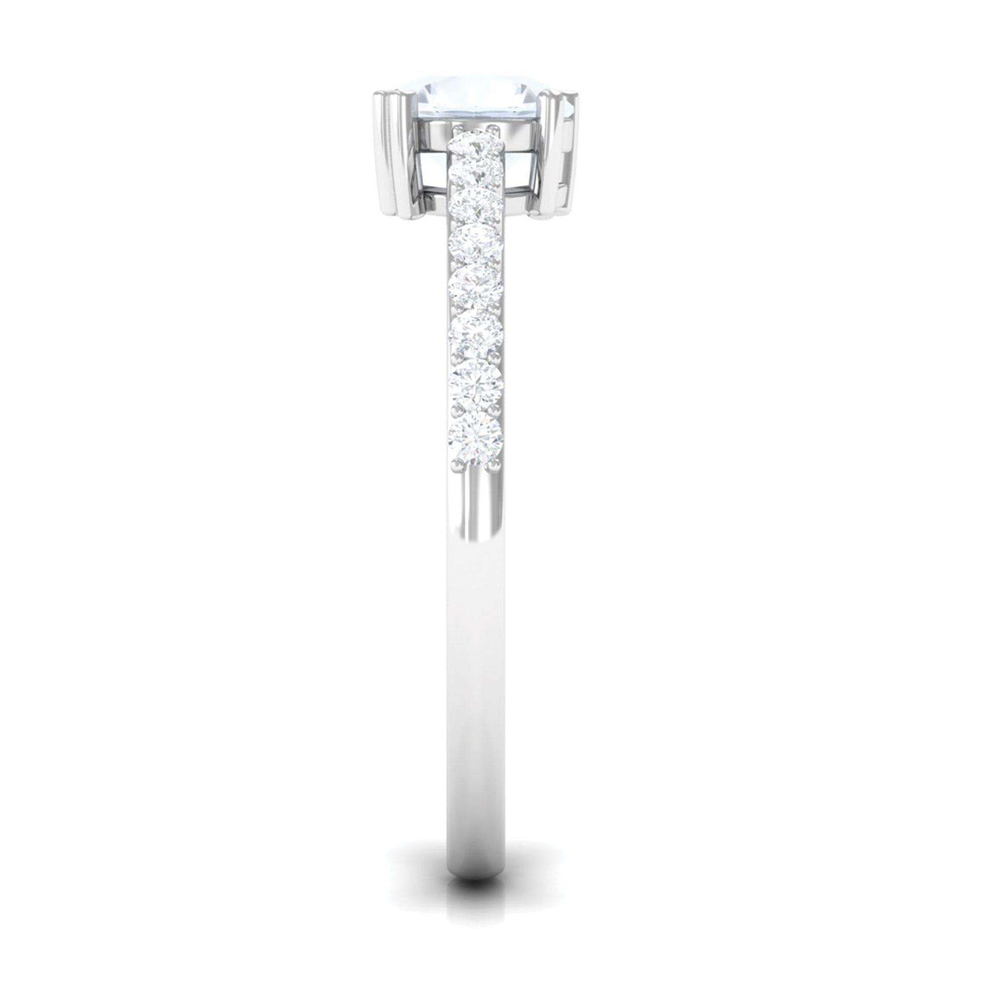 1.25 CT Natural Moonstone Solitaire Promise Ring with Diamond