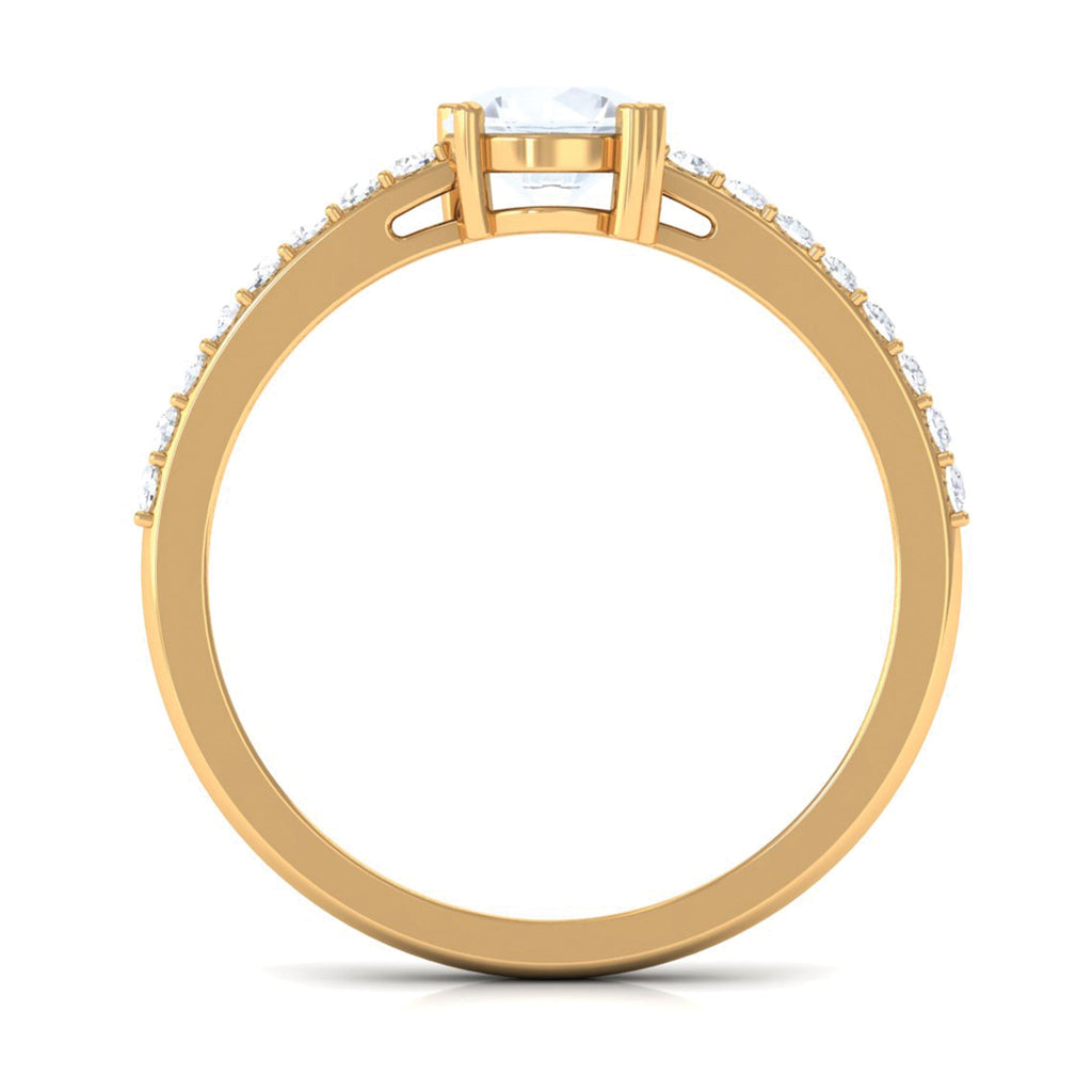 1.25 CT Natural Moonstone Solitaire Promise Ring with Diamond