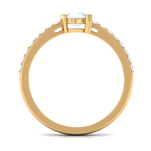 1.25 CT Natural Moonstone Solitaire Promise Ring with Diamond