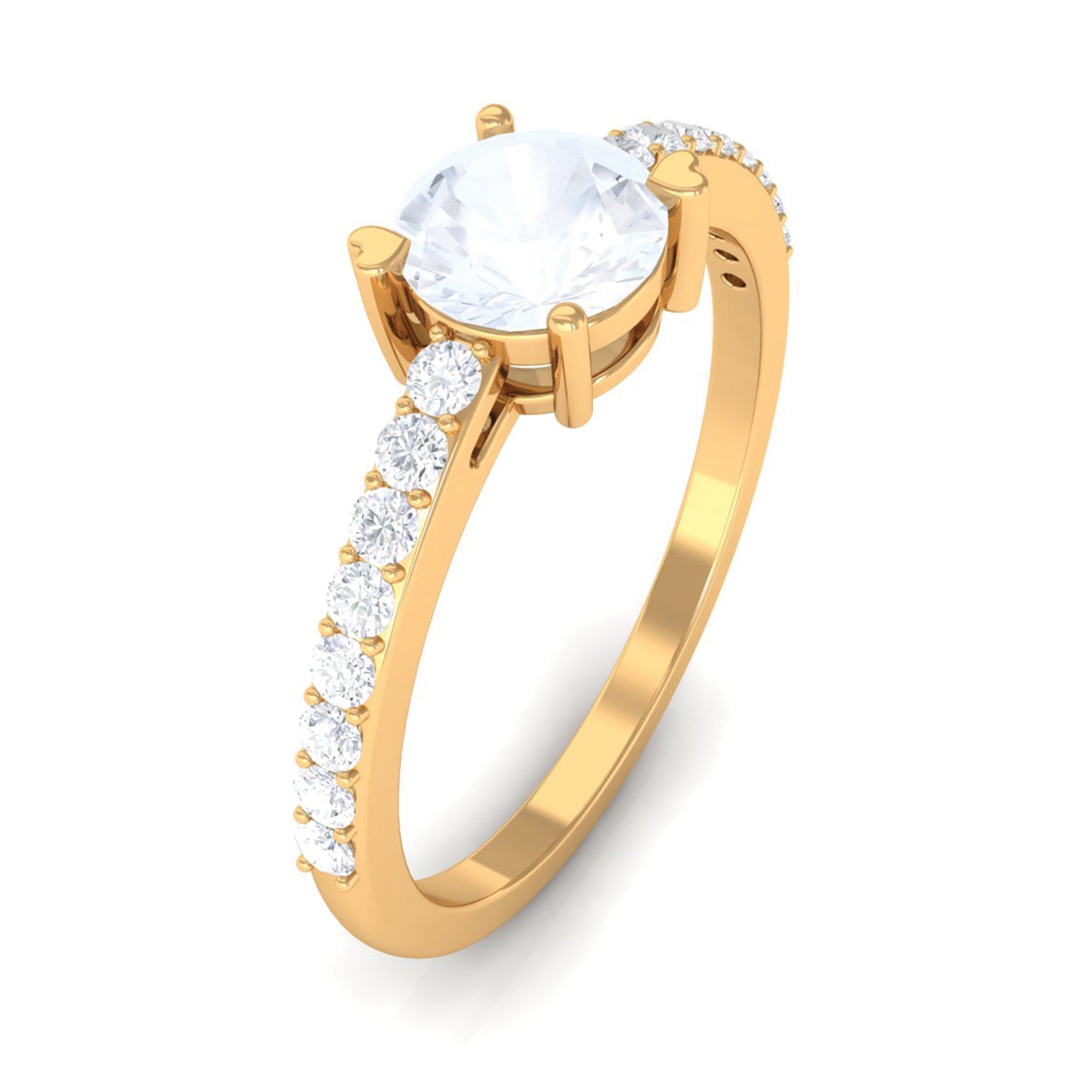 1.25 CT Natural Moonstone Solitaire Promise Ring with Diamond