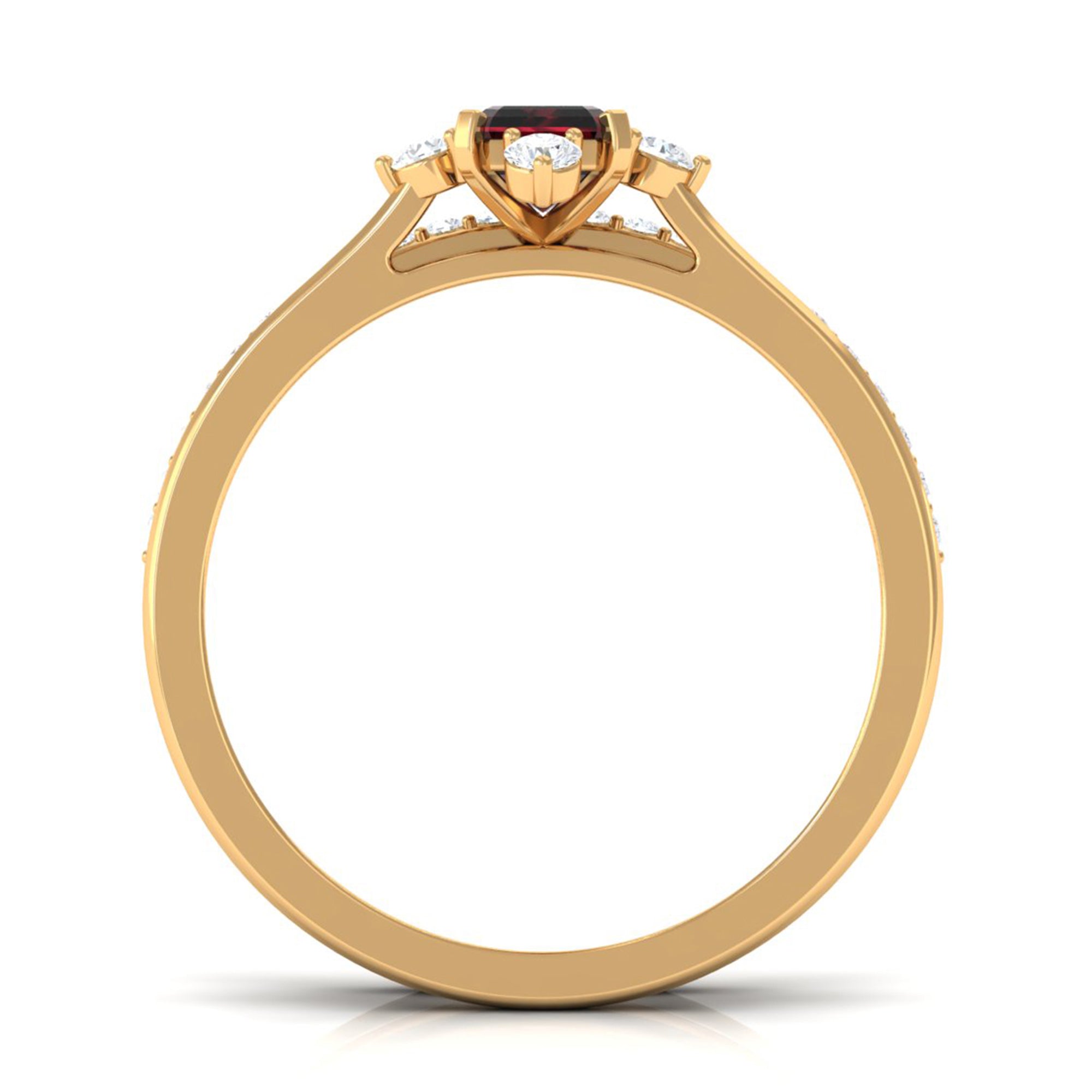 Natural Emerald Cut Garnet Diamond Wedding Bridal Ring Set of 2