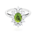 2.25 CT Natural Peridot Cocktail Ring with Moissanite Stones