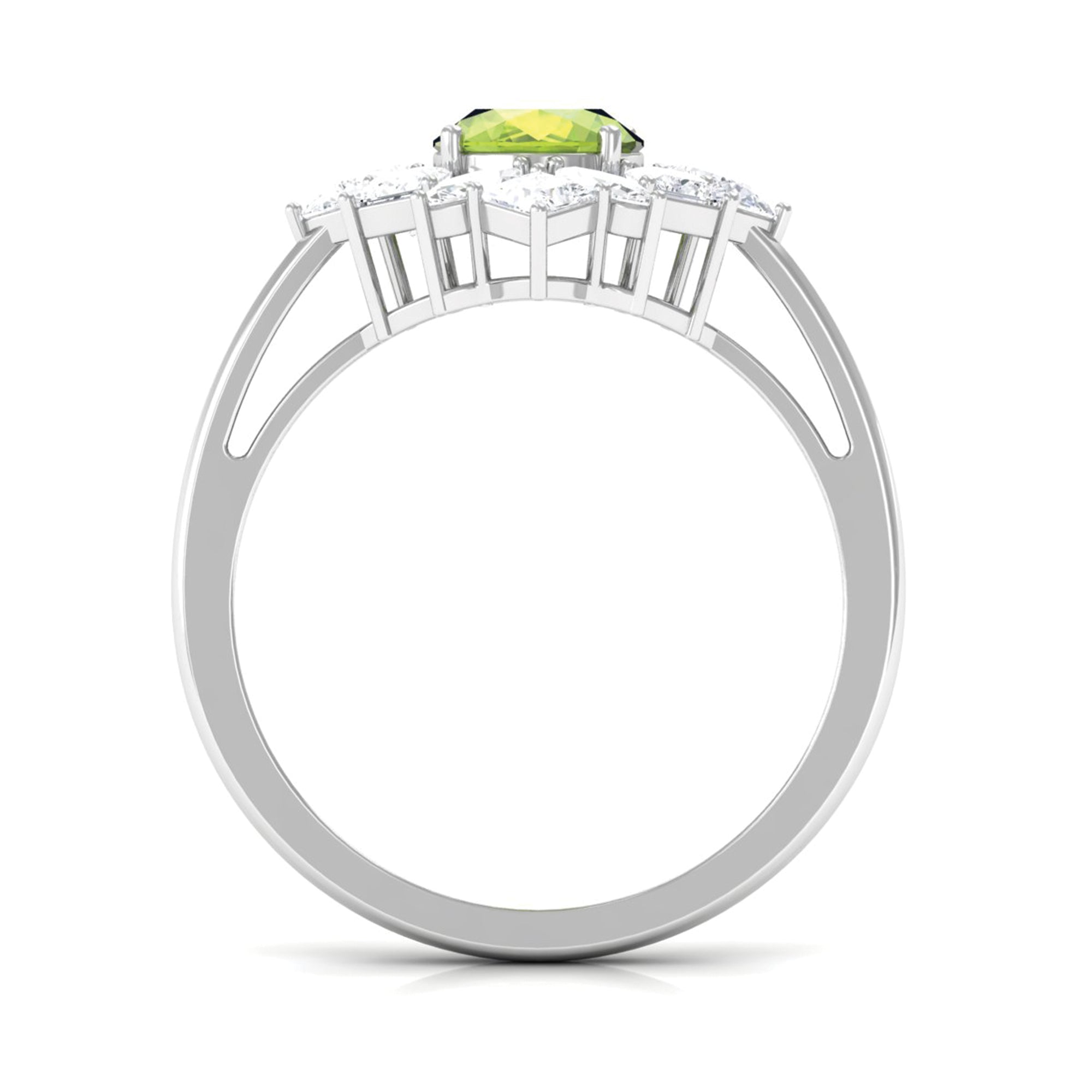 2.25 CT Natural Peridot Cocktail Ring with Moissanite Stones