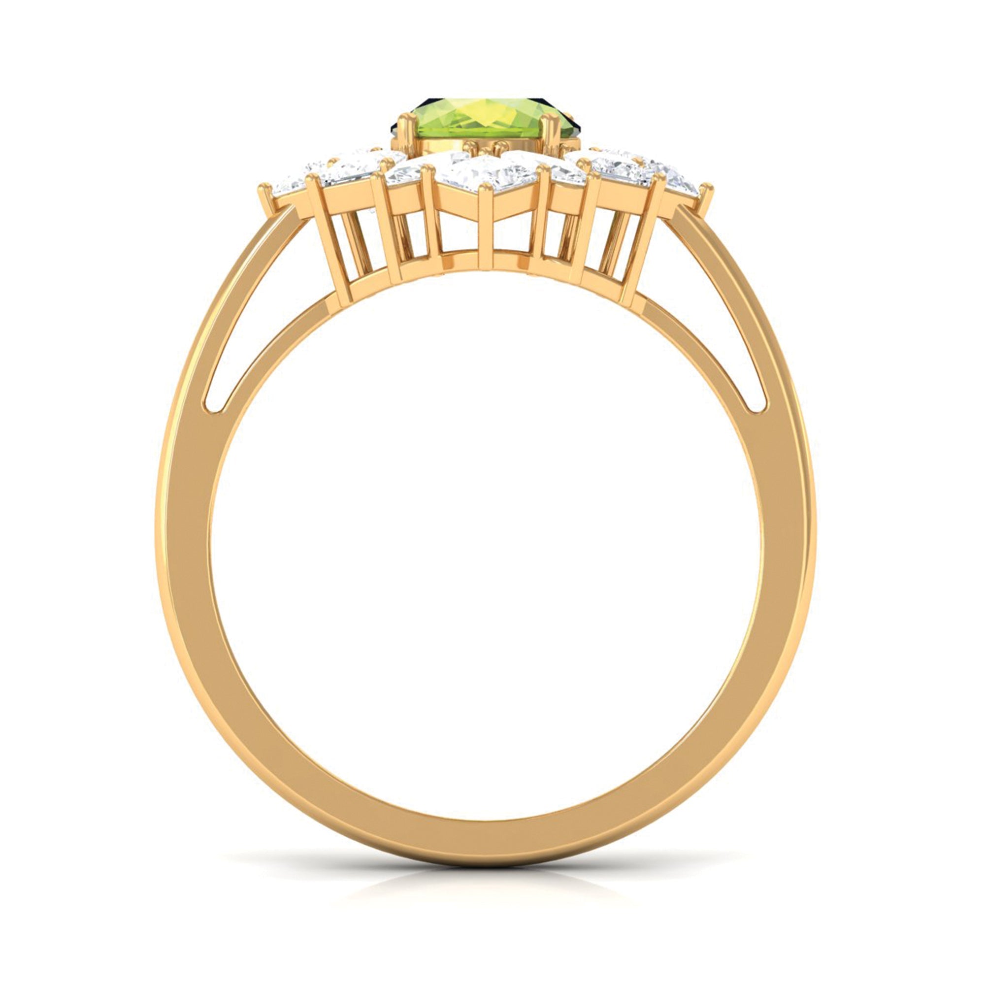 2.25 CT Natural Peridot Cocktail Ring with Moissanite Stones