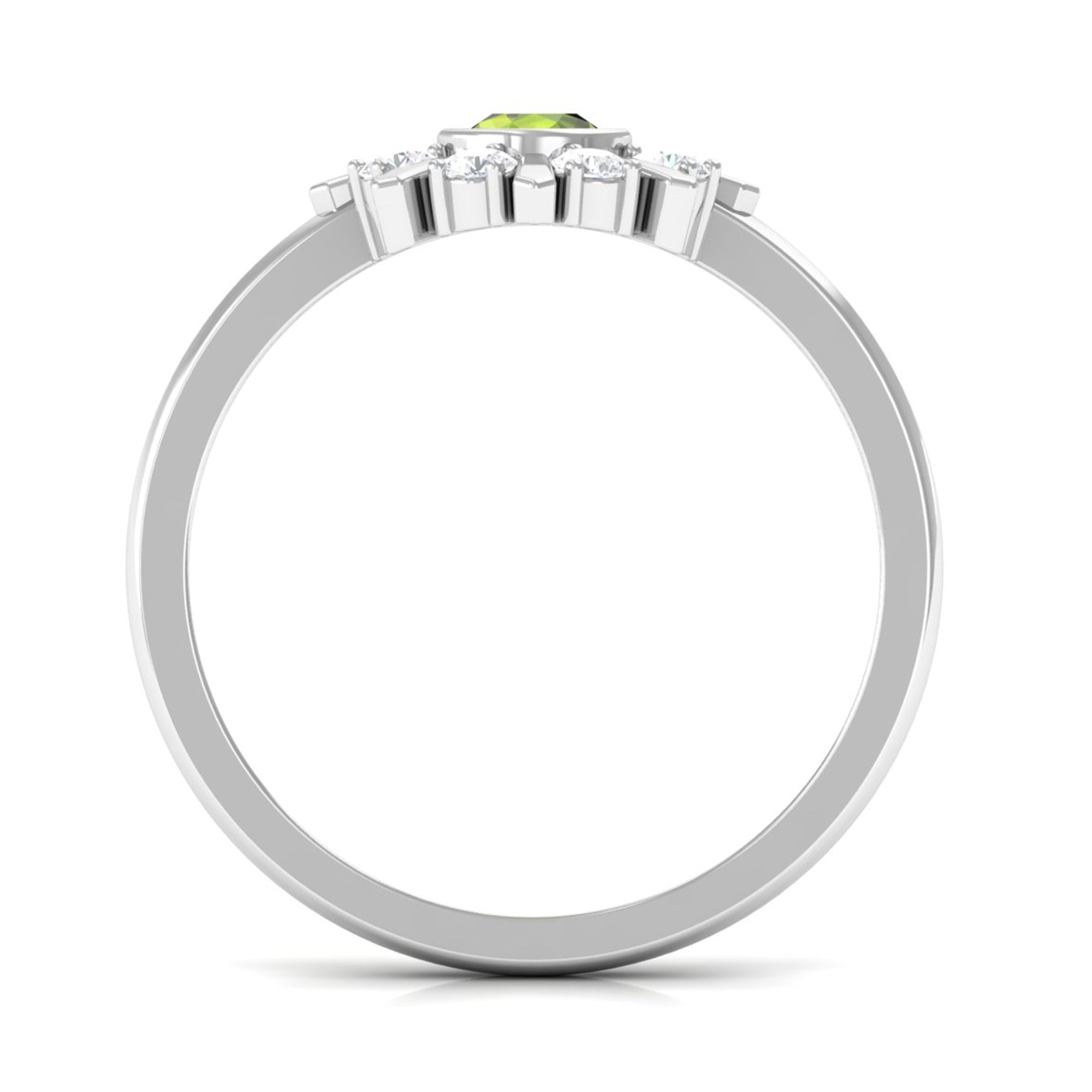 0.50 CT Natural Peridot Statement Ring with Diamond Stones