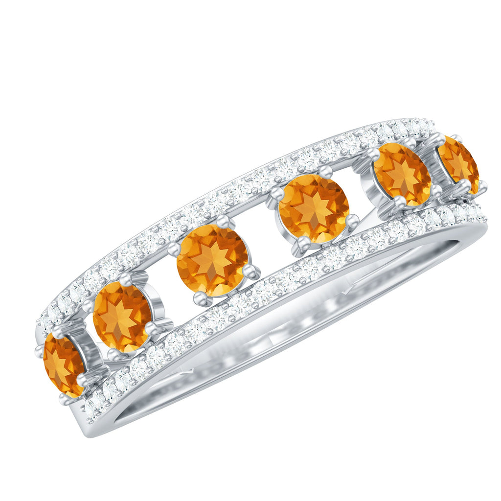 Natural Citrine Half Eternity Band Ring for Anniversary