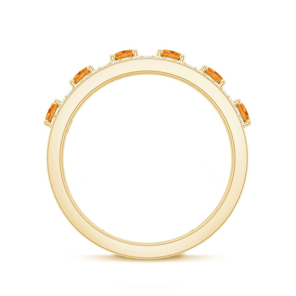 Natural Citrine Half Eternity Band Ring for Anniversary