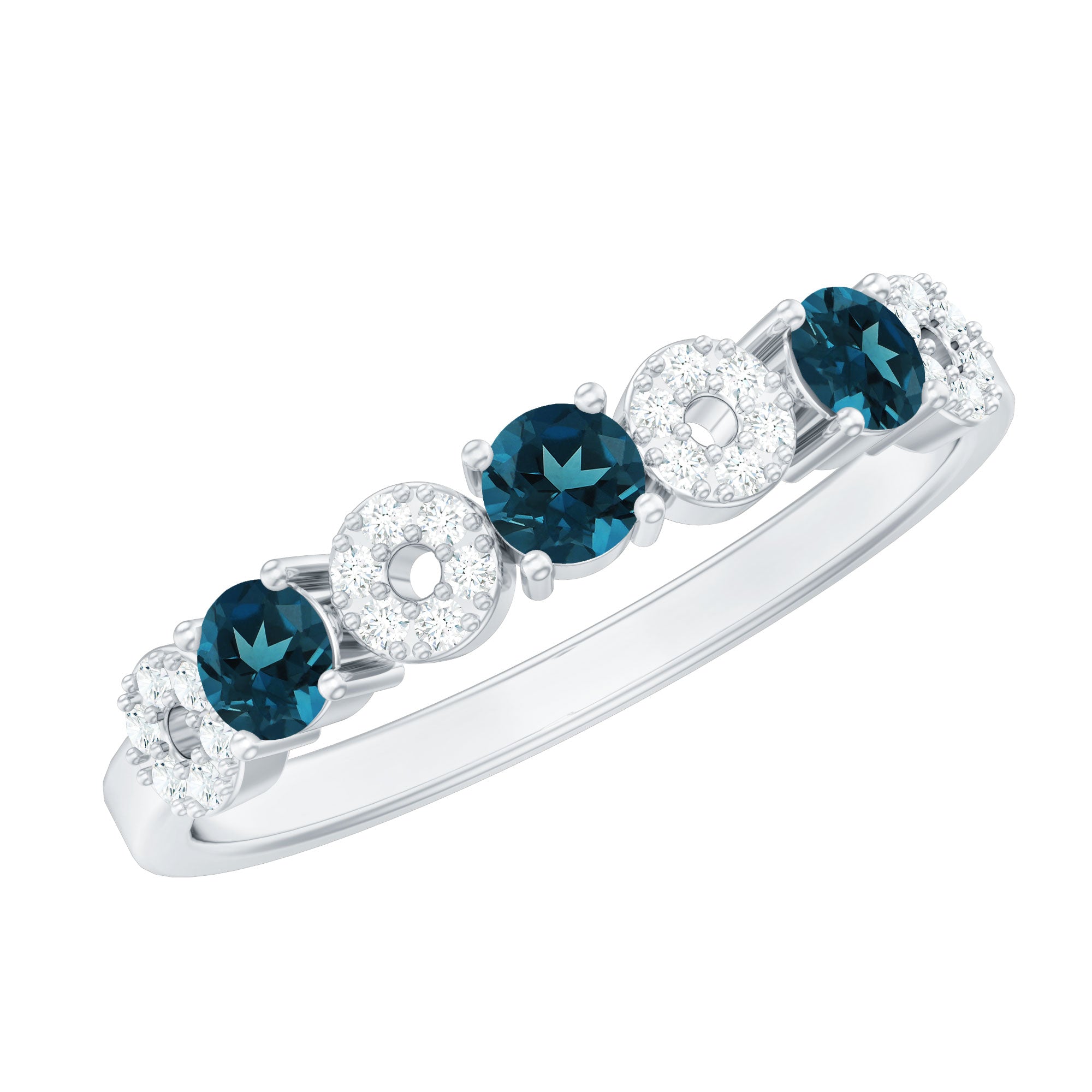 Natural London Blue Topaz Eternity Band Ring with Diamond