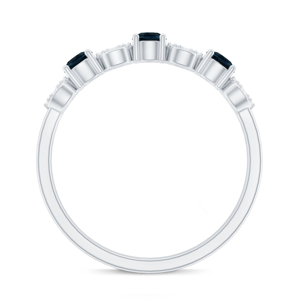 Natural London Blue Topaz Eternity Band Ring with Diamond