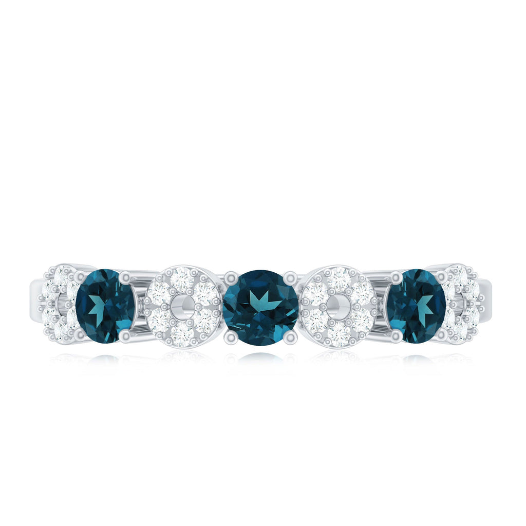 Natural London Blue Topaz Eternity Band Ring with Diamond
