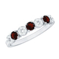 Natural Garnet Diamond Half Eternity Ring with Certificate