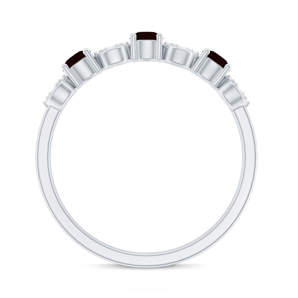 Natural Garnet Diamond Half Eternity Ring with Certificate