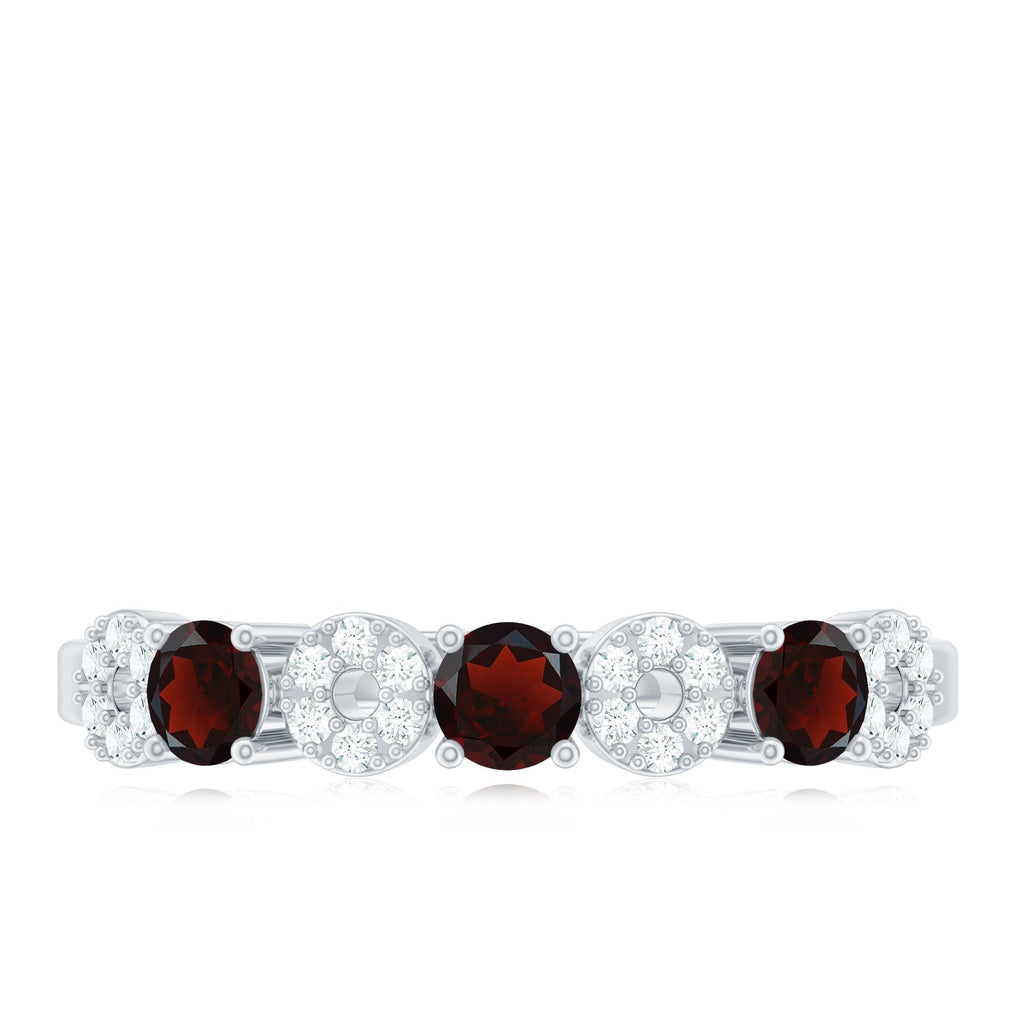 Natural Garnet Diamond Half Eternity Ring with Certificate