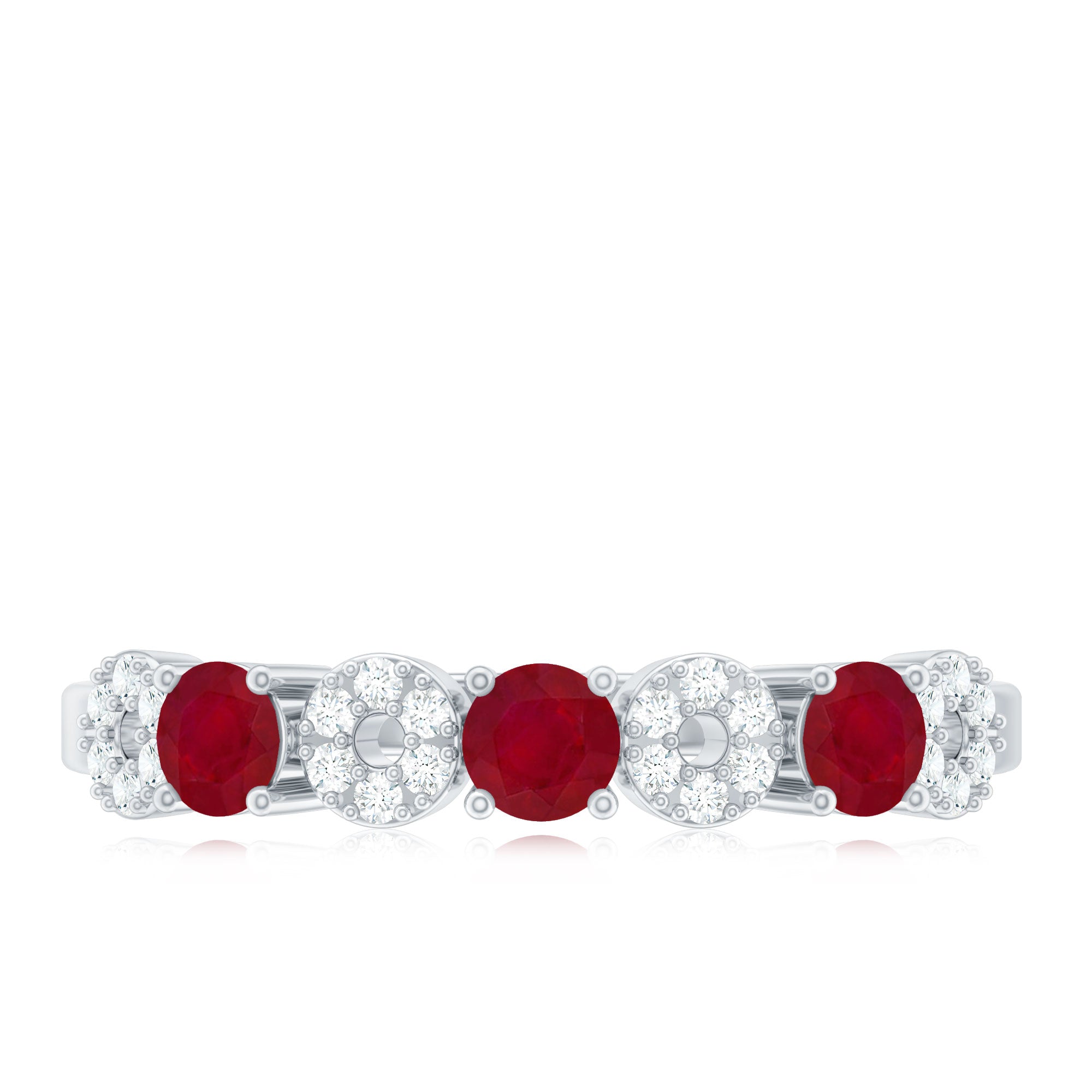 Natural Ruby Half Eternity Ring with Diamond