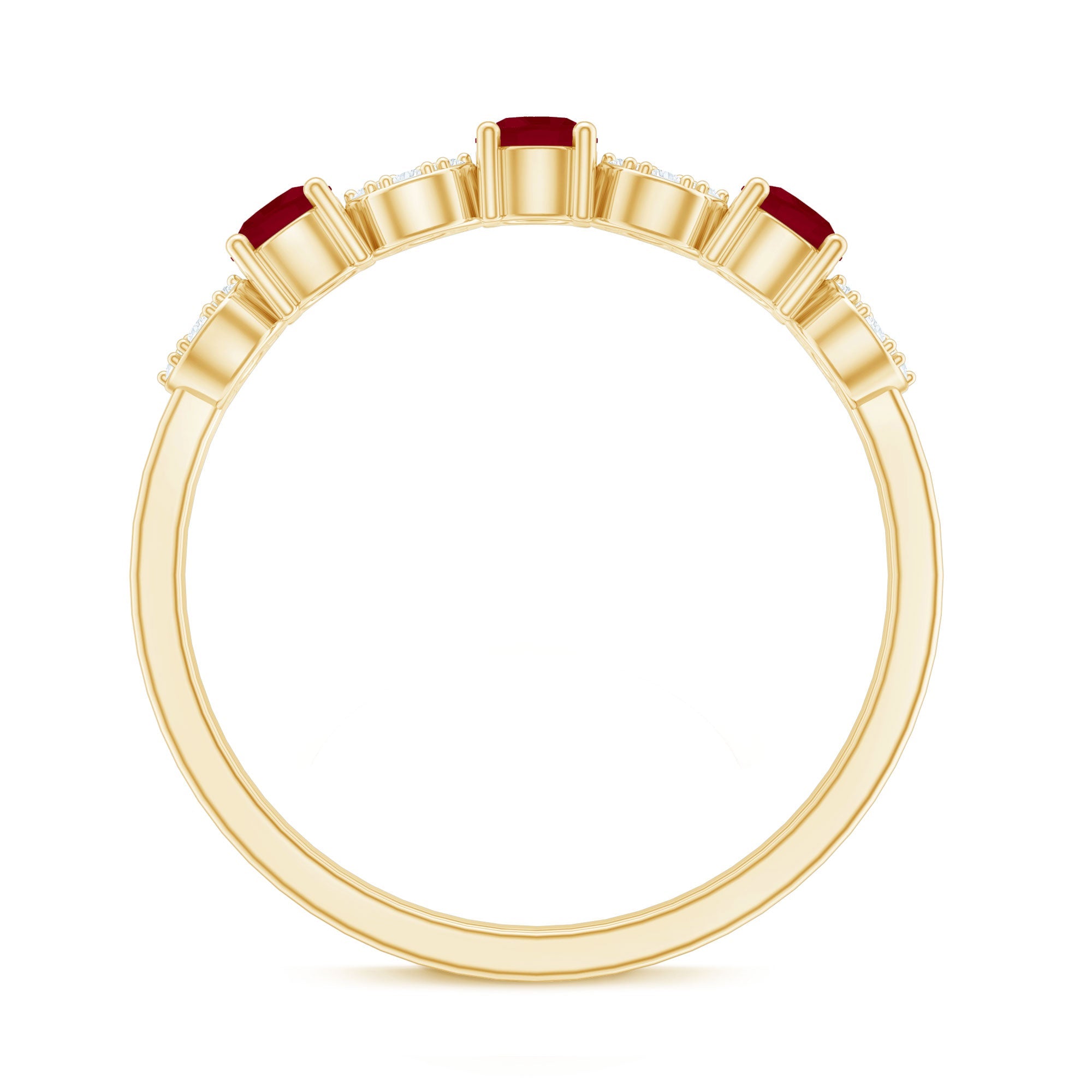 Natural Ruby Half Eternity Ring with Diamond