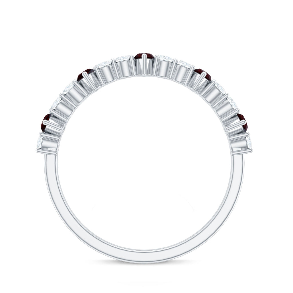 Natural Marquise Garnet Half Eternity Ring with Diamond
