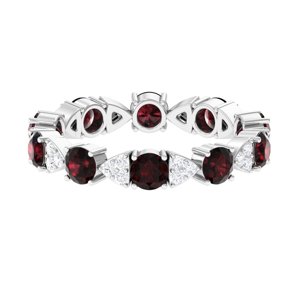 Natural Garnet Diamond Eternity Ring with Certificate