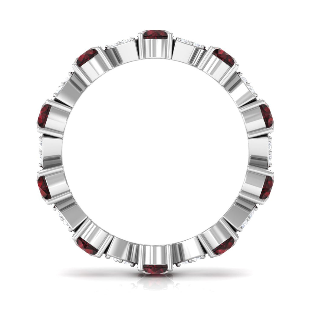 Natural Garnet Diamond Eternity Ring with Certificate