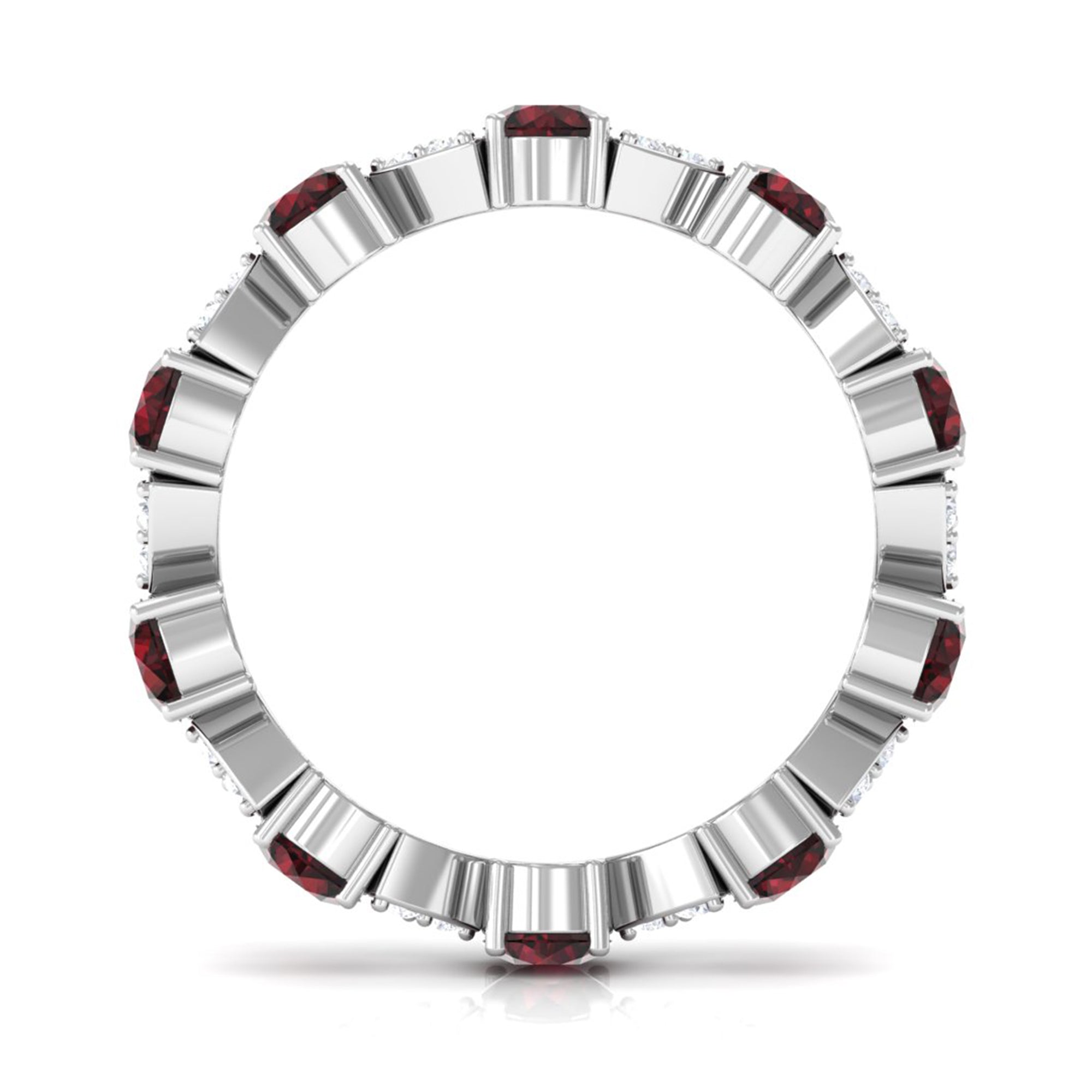 Natural Garnet Diamond Eternity Ring with Certificate