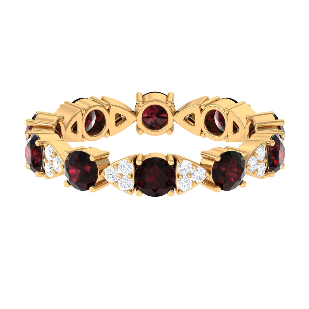 Natural Garnet Diamond Eternity Ring with Certificate